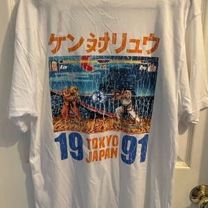 Men’s Street fighter White Graphic T-Shirt with Tokyo Japan 1991 Design size L